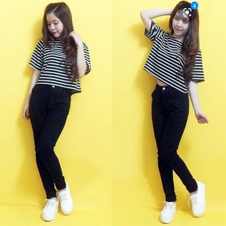 Áo Thun Croptop Nữ Sọc Ngang Nhiều Màu Thời Trang