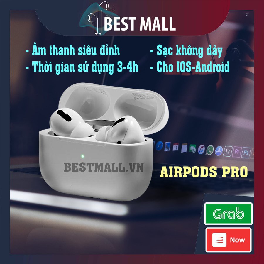 [Mã ELMS5 giảm 7% đơn 300K] Tai nghe Airpods pro Bluetooth Định vị, Đổi Tên, Xuyên Âm, Chống Ồn, 2020