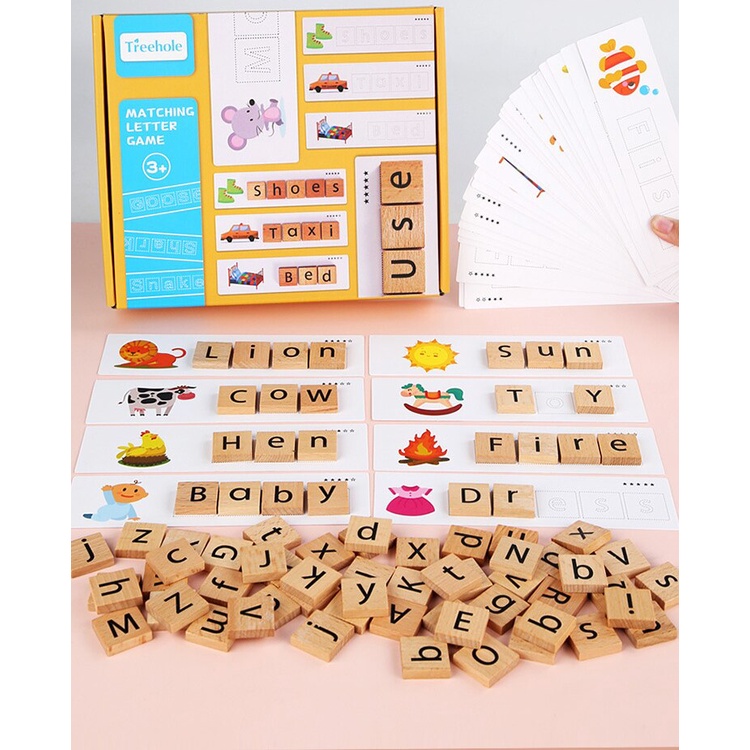 Đồ Chơi Gỗ Ghép Chữ Giúp Bé Học Đánh Vần Tiếng Anh, Đồ Chơi Montessori Cho Bé Học Chữ Cái