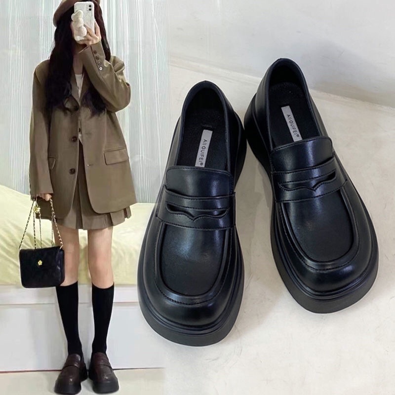 Giày oxford mũi tròn đế cao Mary Jane phong cách Nhật Bản