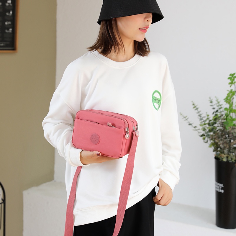 Túi xách nữ Túi đeo chéo vai màu đen/hồng chống nước phong cách Hàn Quốc cho nữ-75