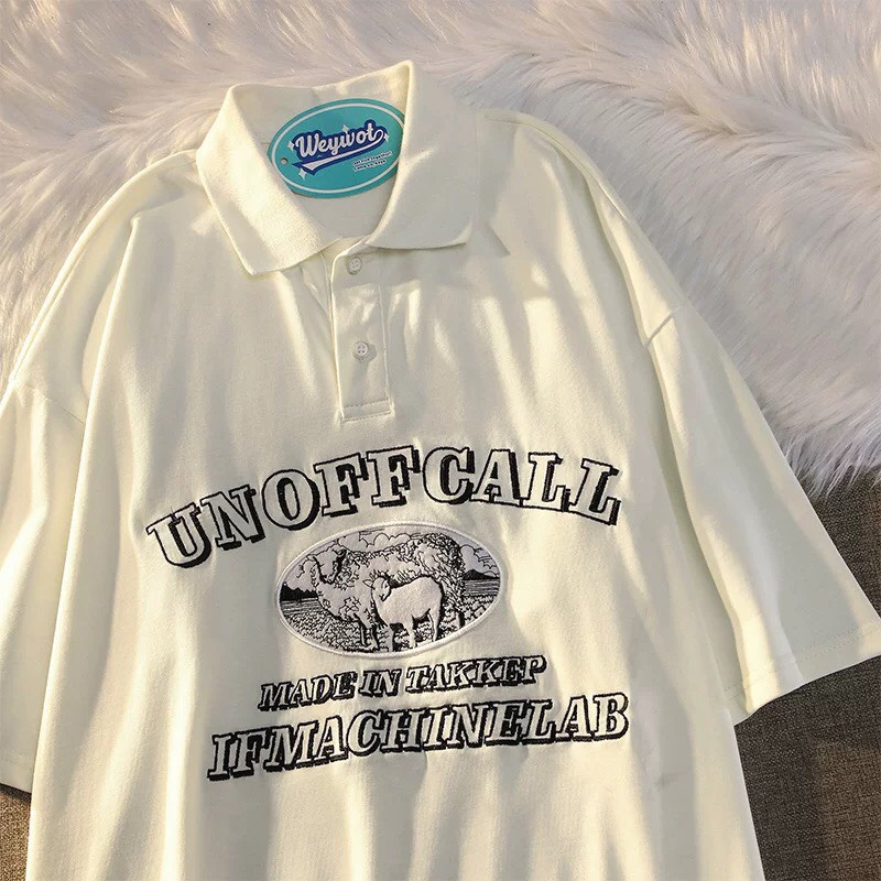 Áo Thun Polo Nam Nữ  Form Rộng Con Cừu Unoffcall Vải Dày Mịn Thoáng Mát Thiết Kế Thời Trang Kiểu Dáng Năng Động