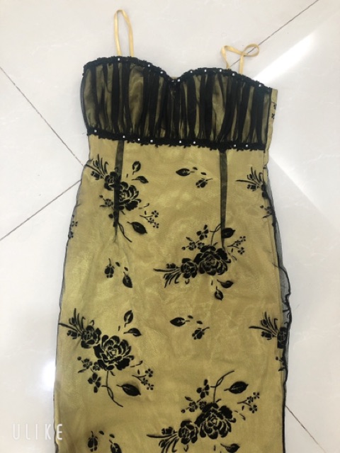 Đầm ren lưới 2 dây giao ngẫu nhiên