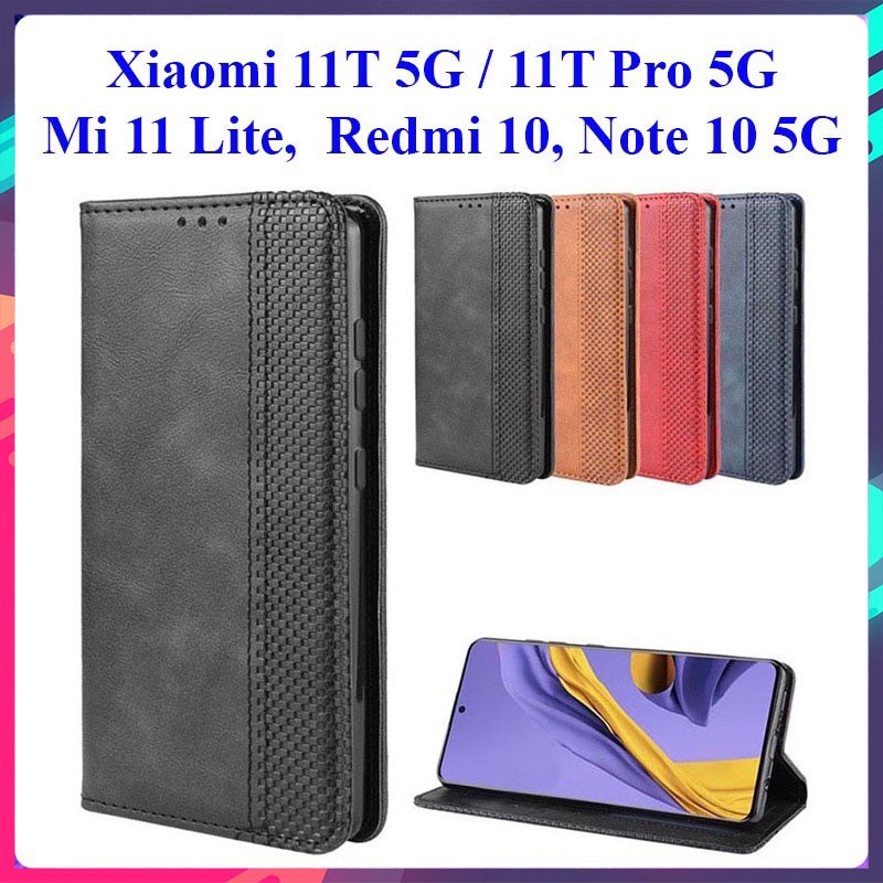 Bao da dạng ví Xiaomi Redmi 10, Redmi Note 10 5G, 11T 5G, 11T Pro 5G, Mi 11 Lite 5G NE ngăn đựng thẻ ATM tiền