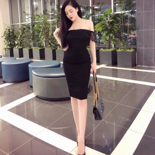 Đầm body ren cúp ngang vai