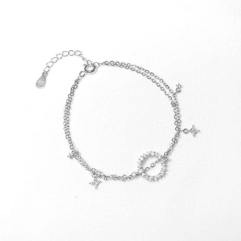 Lắc Tay Bạc Blue Peach Circle &amp; Star LT413