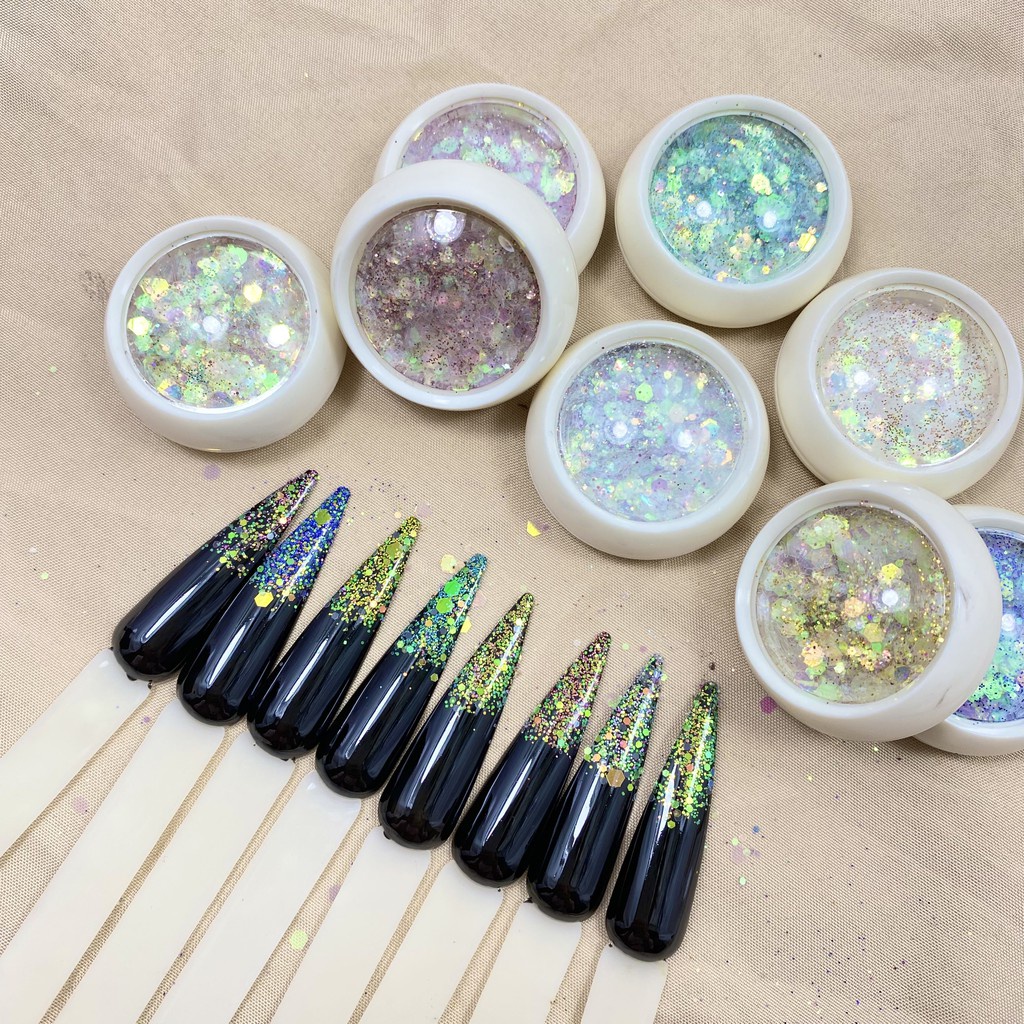 Set nhũ 6d siêu sáng trang trí móng siêu sáng