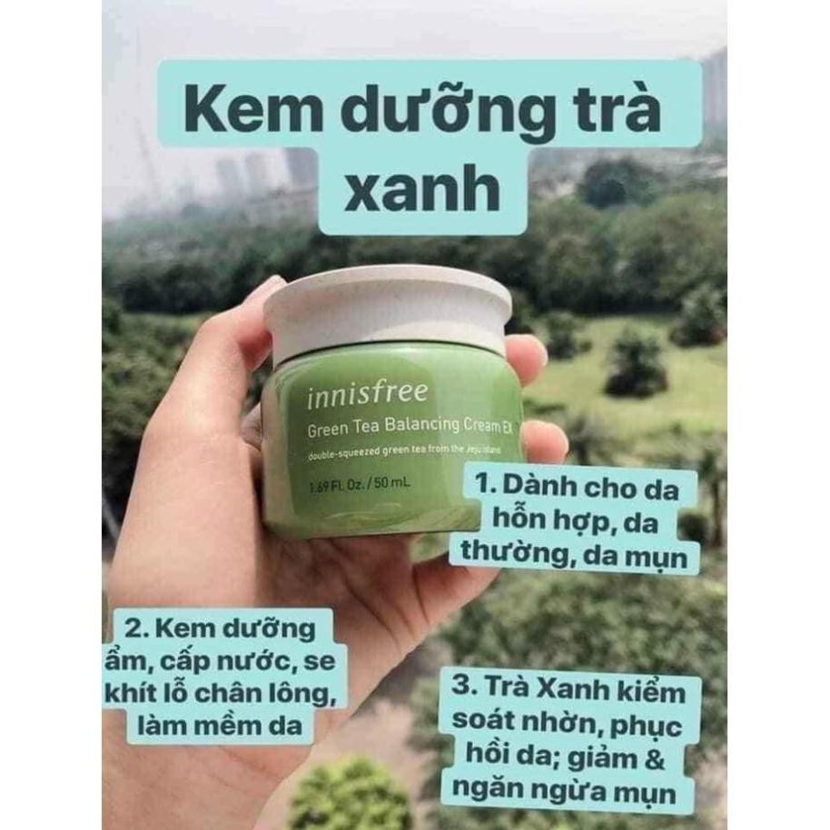 Kem Dưỡng Trà Xanh Innisfree Balacing,Kem Dưỡng Ẩm ,Dưỡng Da Căng Bóng ,Mịn Màng ,Làm Chậm Quá Trình Lão Hóa, Giảm Mụn..