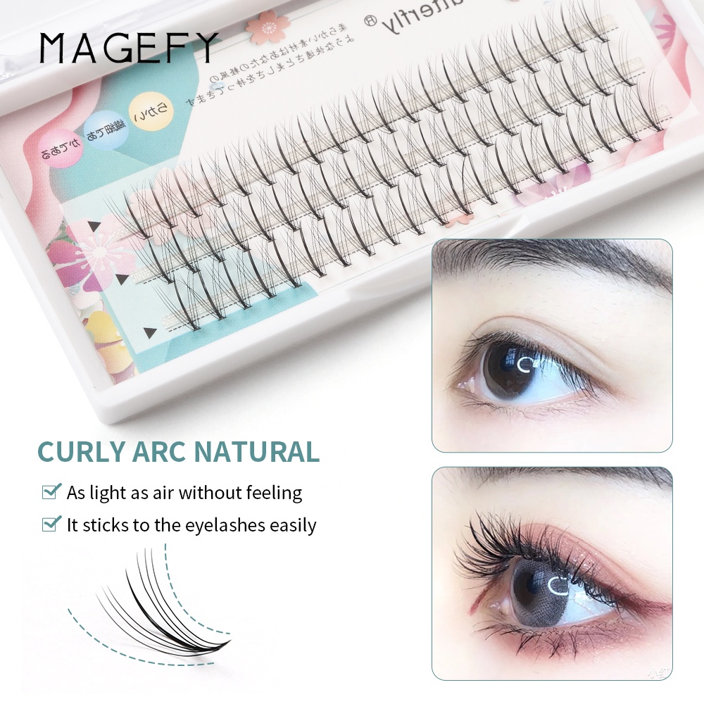 Lông mi giả MAGEFY 11mm màu đen dài tự nhiên dễ sử dụng cho người mới bắt đầu