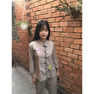 Tim viền vải kate đồ lam đồ phật tử đồ lam nữ