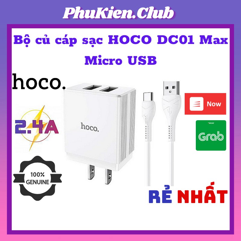 Bộ củ cáp sạc HOCO DC01 Max Micro USB Chính hãng Giá tốt