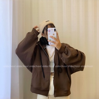 ÁO NỈ DÂY KÉO TAY PHỒNG (nâu đậm/ảnh thật).