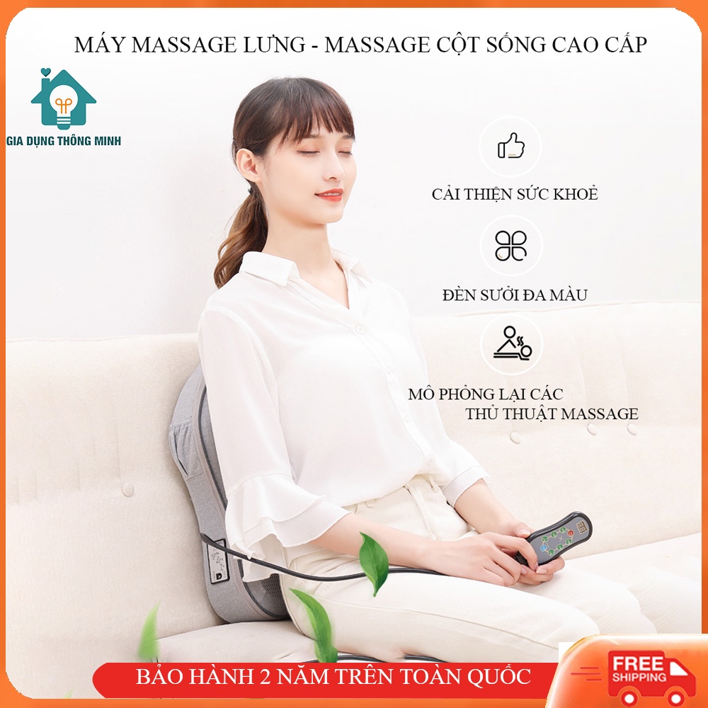 Gối Massage lưng, cổ vai gáy 16 bi đa năng cao cấp, rung xoay kèm chế độ nhiệt hồng ngoại.Bảo hành 2 năm trên toàn quốc.
