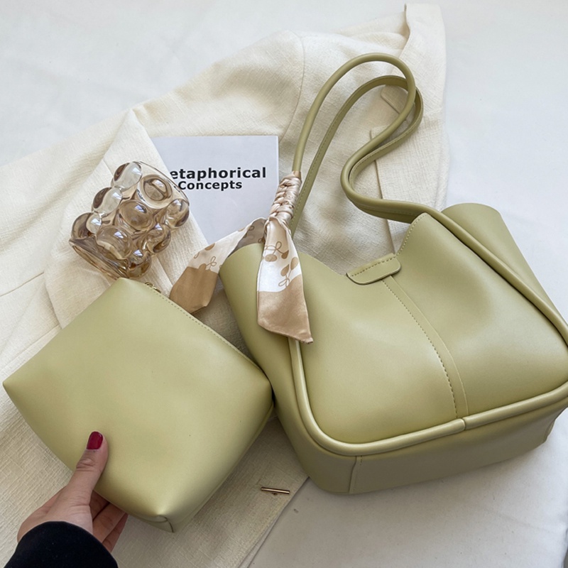 Ielgy Túi tote Đeo Vai Bằng Lụa Tinh Tế Đơn Giản Màu Sắc Tương Phản Thời Trang Dễ Phối Đồ Cho Mẹ Và Con Gái