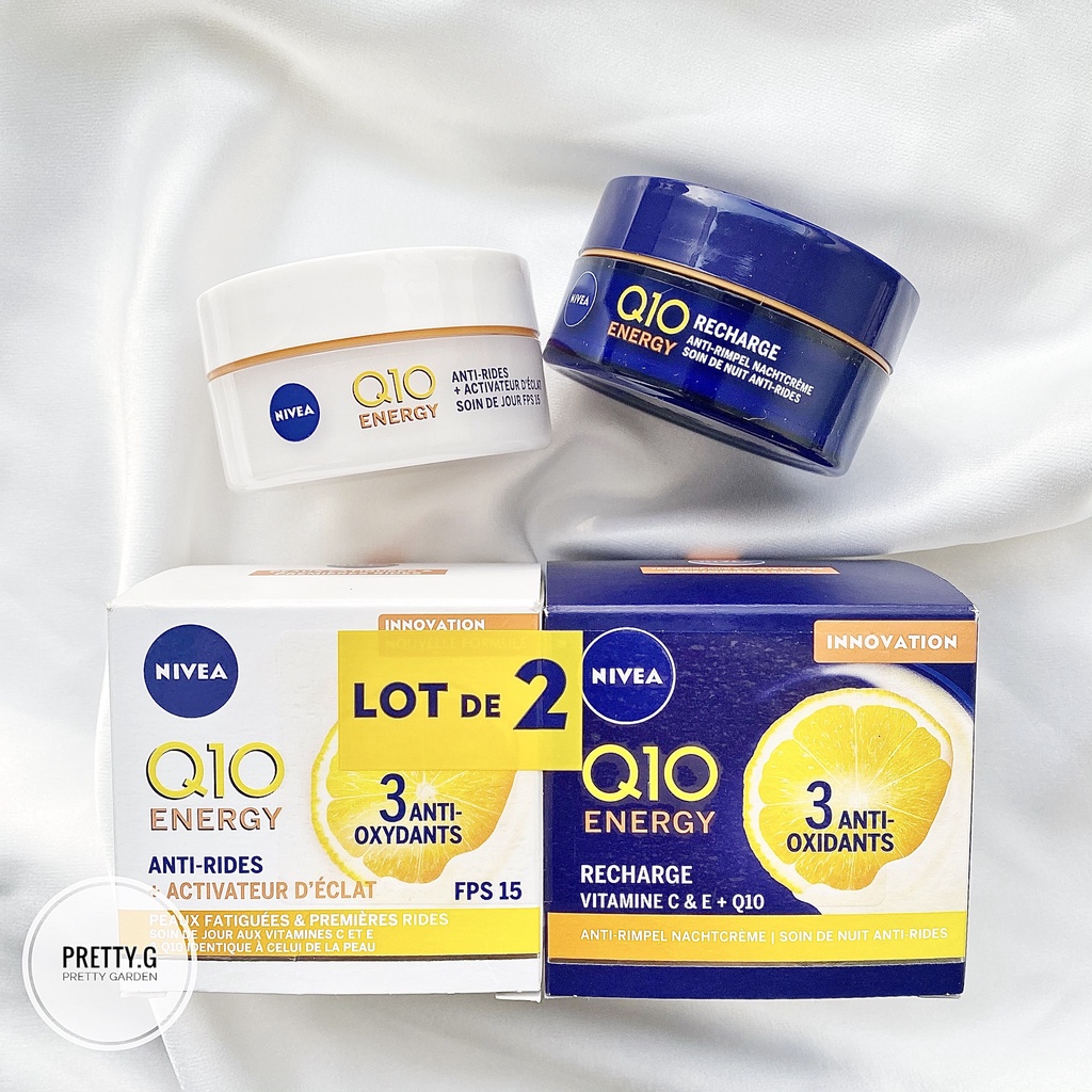Cặp Kem Nivea Q10 Power dưỡng da Ngày và Đêm , Dưỡng da chuyên sâu, chống lão hoá, dưỡng trắng da