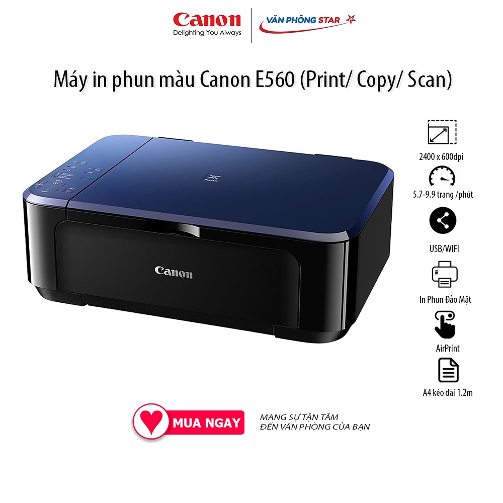 [Free ship] Máy in phun màu Canon E560 (Print/ Copy/ Scan): Copy - In - Scan - Duplex - Wifi tại Vanphongstar
