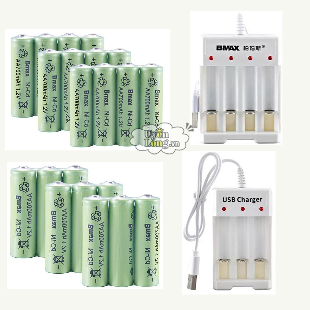 Bộ Pin Sạc Và Sạc Pin AA, AAA - 700mAh Các Loại