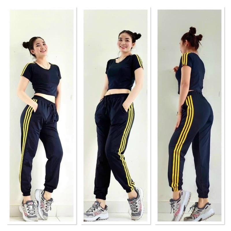 SET BỘ ÁO CROPTOP QUẦN JOGGER TẬP GYM EROBIC ZUMBA NỮ