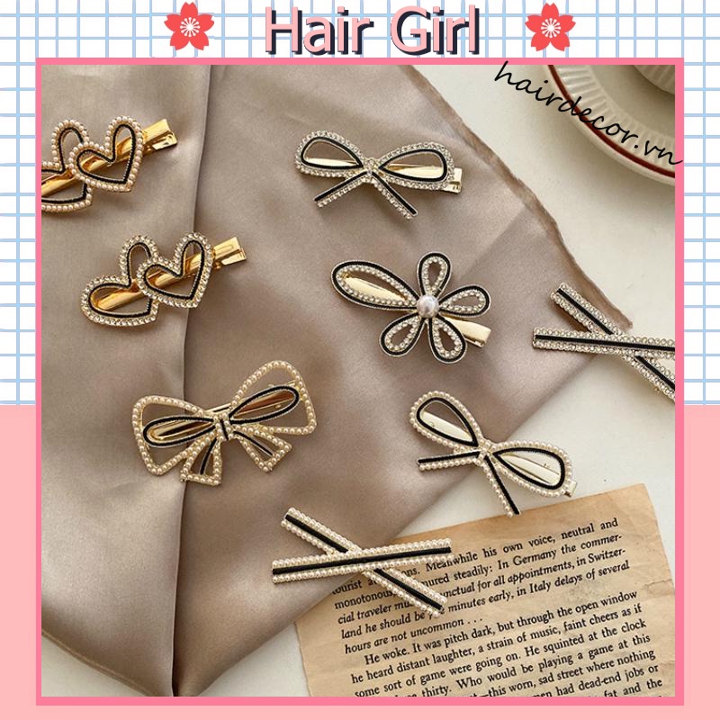 Kẹp Tóc Hình Nơ Đính Ngọc Trai Xinh Xắn