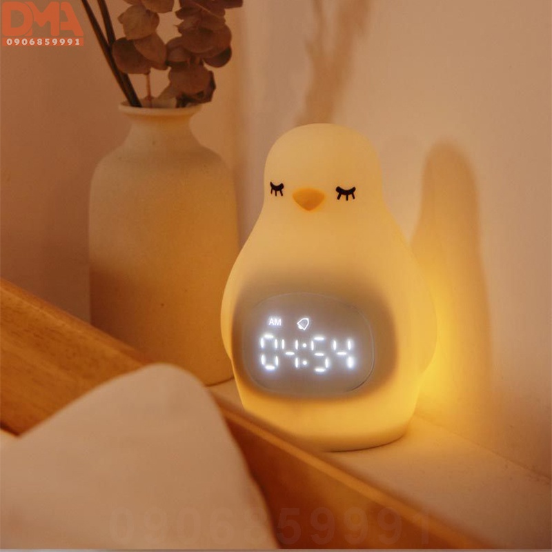 Đồng hồ báo thức,đèn ngủ cảm biến âm thanh chim cánh cụt dễ thương (ZD-05)