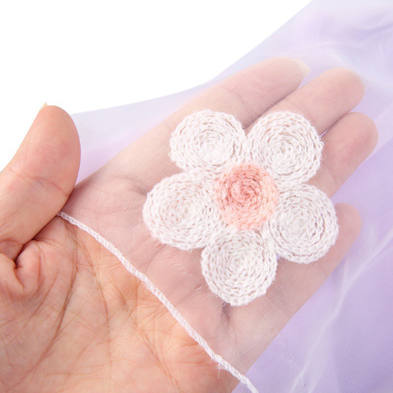 Đầm xòe không tay phối lưới xuyên thấu đính hoa xinh xắn cho bé gái