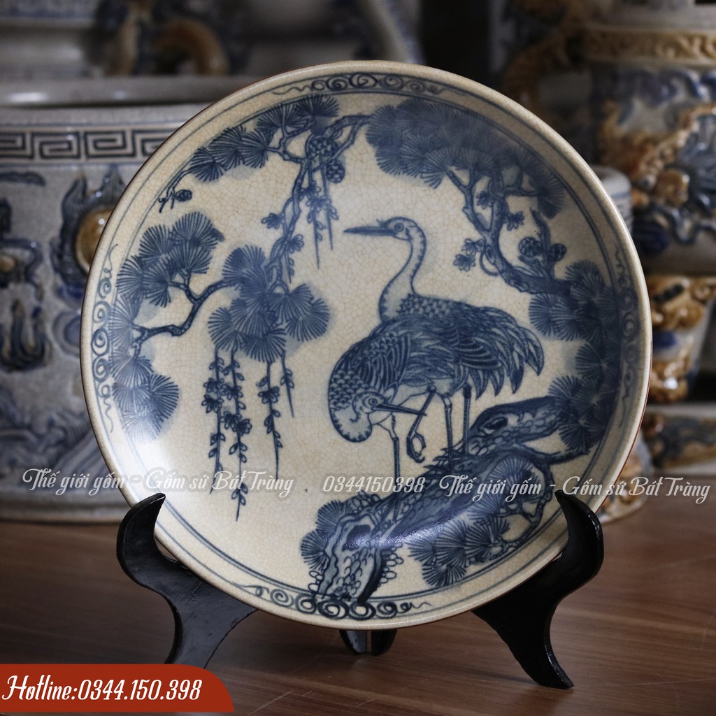 💥Quà Tết💥 Đĩa Cảnh Men Rạn Bát Tràng cao cấp - Đĩa Phong Thủy