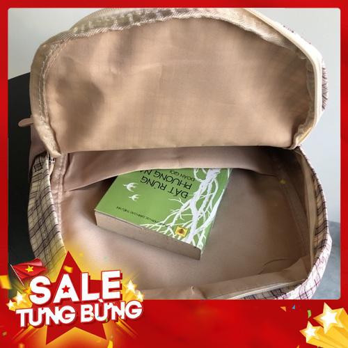 Balo thời trang ulzzang vải phối da lộn đựng laptop, A4 caro Yi Le Tao Leisure College TX32 -Hàng nhập khẩu