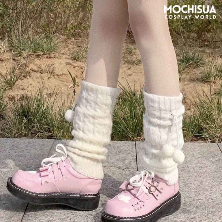 Tất Ống Len Nhún Pom Pom Phong Cách Học Sinh Nhật Bản Harajuku - TG002