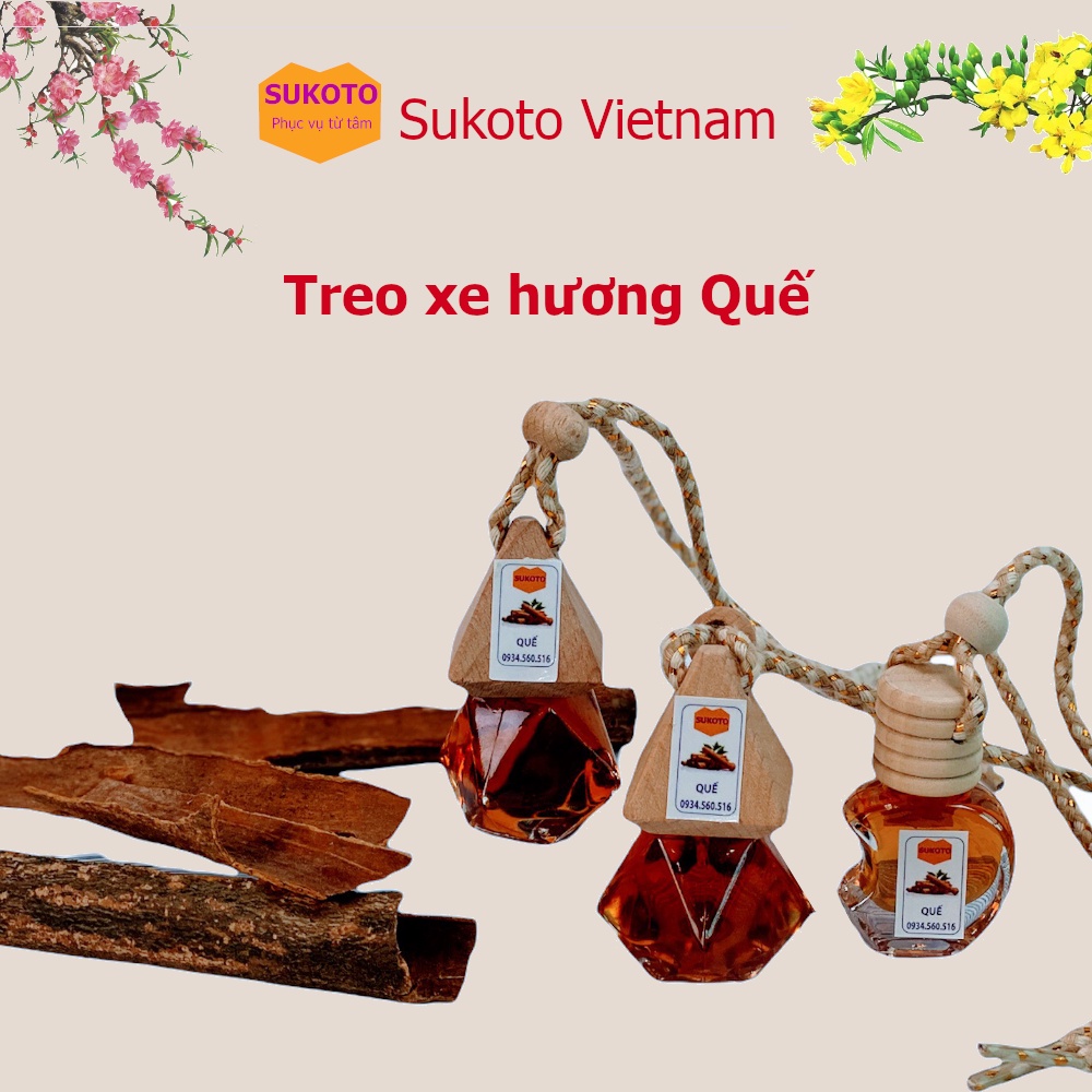 Tinh dầu thiên nhiên SUKOTO - Bưởi, Quế, Sả Chanh -Thơm phòng, đuổi muỗi, treo xe ô tô