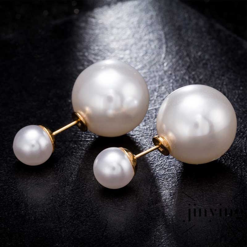 GETNOIVAS Đôi hoa tai xỏ hạt ngọc trai nữ tính thời trang