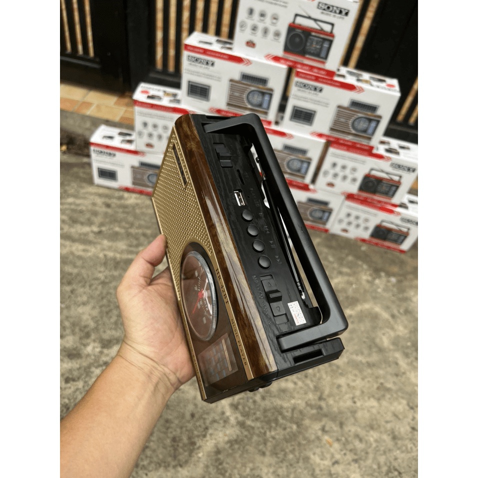 MT MAX Đài FM Bluetooth Sony HR-40BT Loa bluetooth kết hợp đài radio Tích hợp đồng hồ và đèn pin Phong cách cổ điển vint