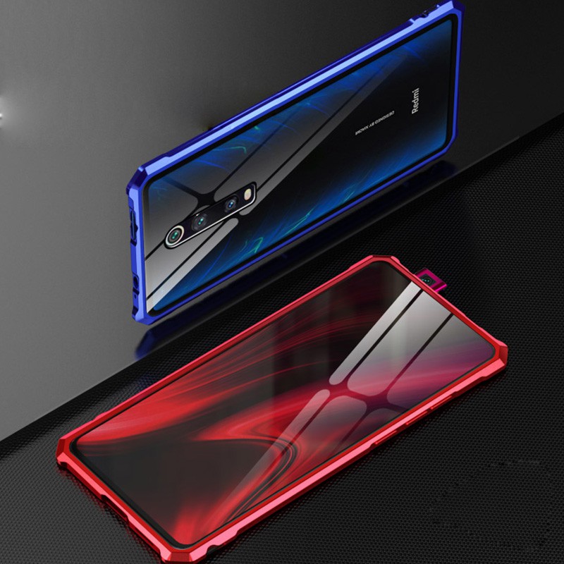 Ốp lưng kính cường lực khung nhôm màu cho điện thoại Redmi K20 K20Pro