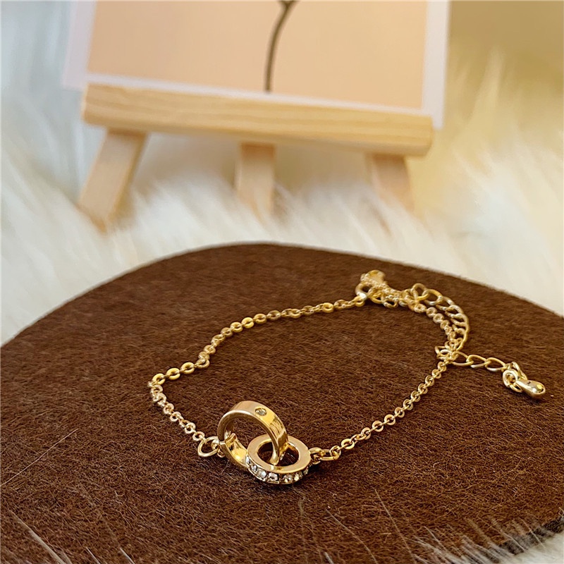 Hàng Mới Về Vòng Tay Đính Đá Kim Cương Tròn Phong Cách Hàn Quốc Độc Đáo F883