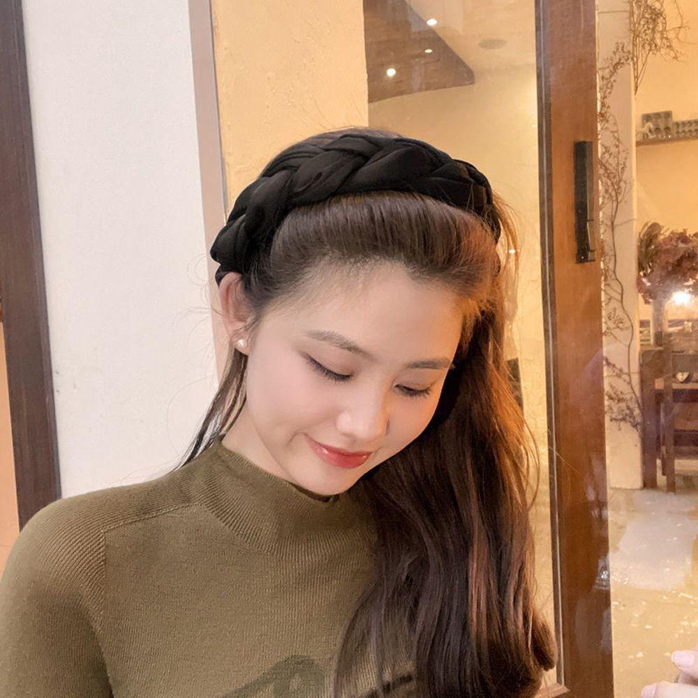 ANEMONE Băng Đô Cài Tóc Bản Rộng Màu Trơn Chống Trượt Thời Trang Hàn Quốc Cho Nữ