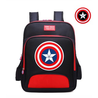Balo học sinh cỡ lớn vải nylon cao cấp hình Captain America cho bé