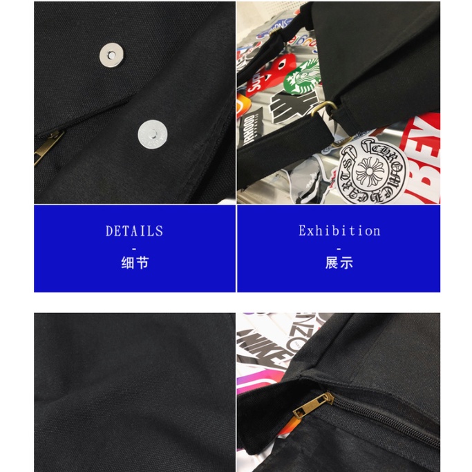 Túi Đeo Chéo Đeo Vai Vải Canvas Cỡ Lớn Thời Trang Hàn Quốc Unisex Nam Nữ Đi Học Đi Chơi - Hazis Store