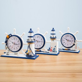 Đồng hồ bánh lái trang trí để bàn size 27cm - Decor đồ trang trí theo phong cách biển Địa Trung Hải