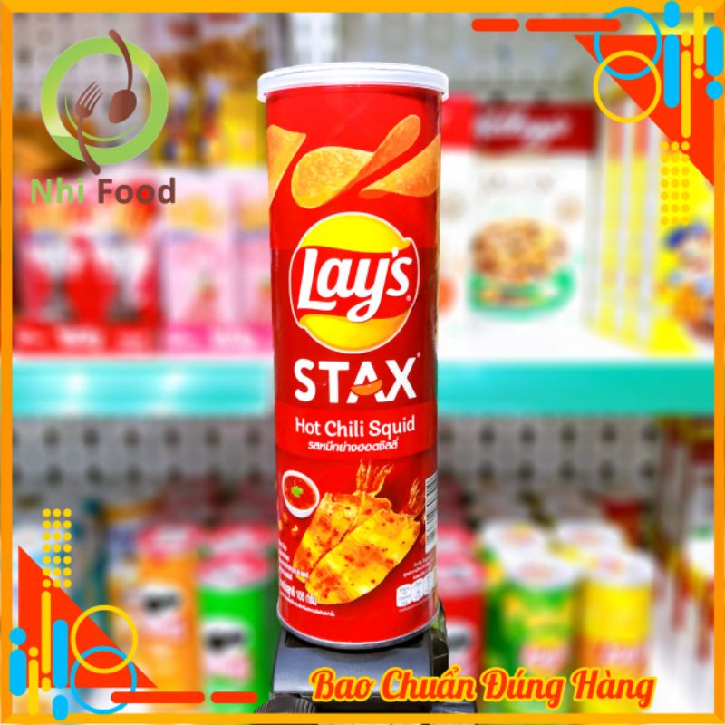 Snack Khoai Tây Ống Lay's Stax, 4 Hương Vị, Lon Ống 105g