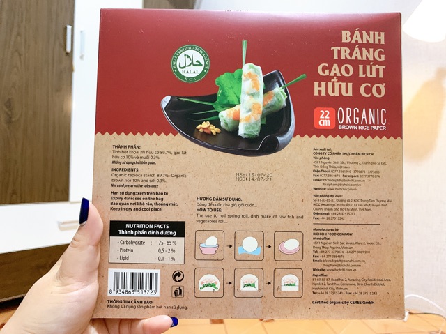 Bánh tráng Gạo Lứt Hữu Cơ eat clean Bích Chi hộp 200gr | WebRaoVat - webraovat.net.vn