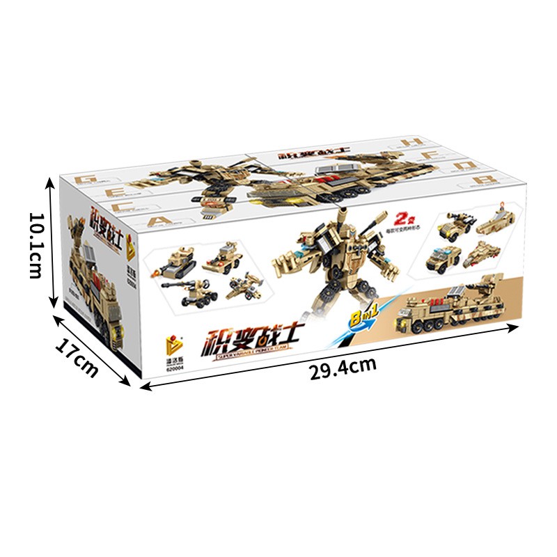 Panlos 620004 - Đồ chơi lắp ráp Robot biến hình 8 trong 1 - Xếp hình Robot xe rocket siêu ngầu