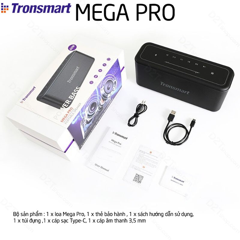 Tronsmart Element MEGA PRO |  CAO CẤP | Loa Bluetooth 5.0 công suất 60W, bass sâu và trầm,điều khiển cảm ứng, TWS 2 loa