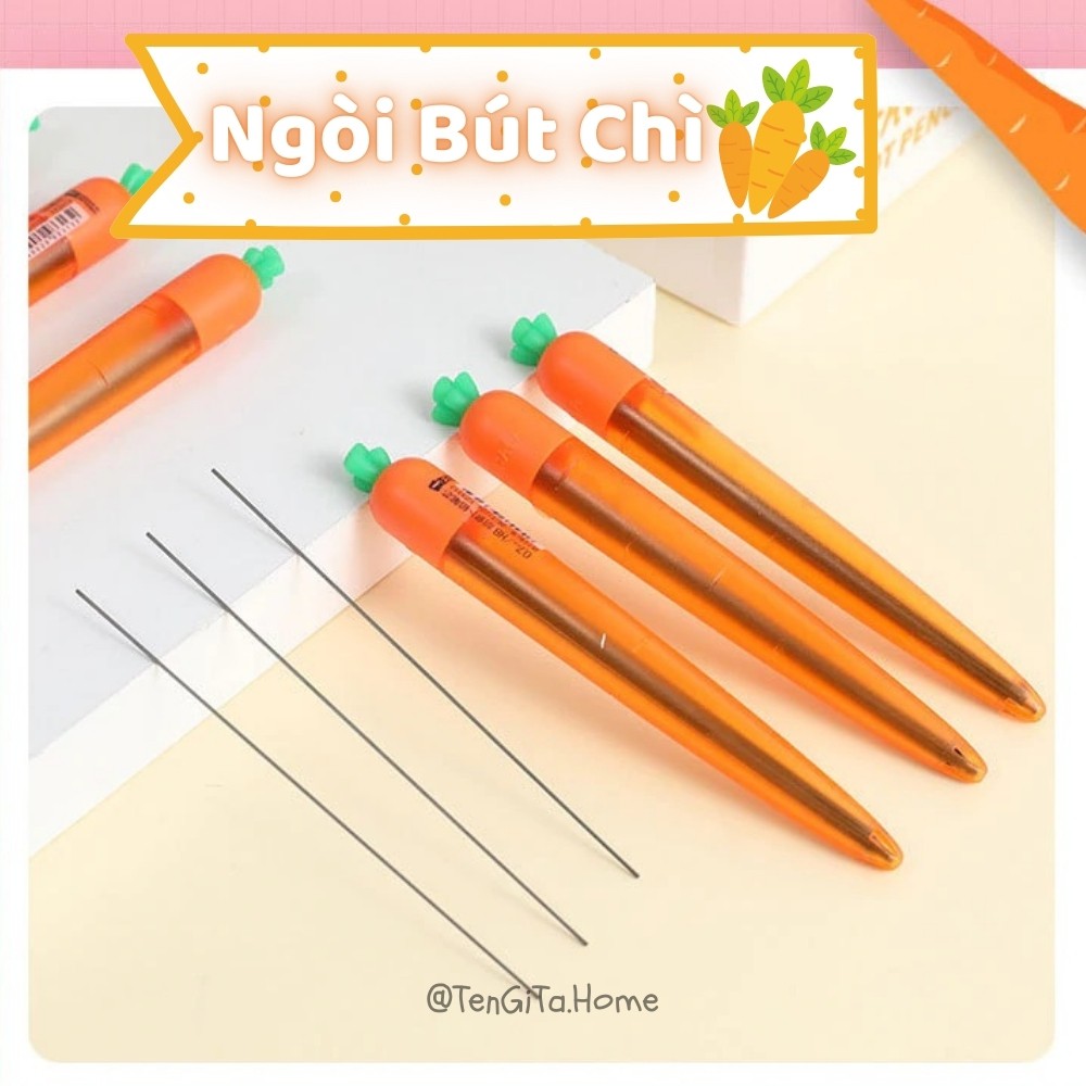 HỘP NGÒI BÚT CHÌ BẤM HB 0.5MM HÌNH CÀ RỐT DỄ THƯƠNG