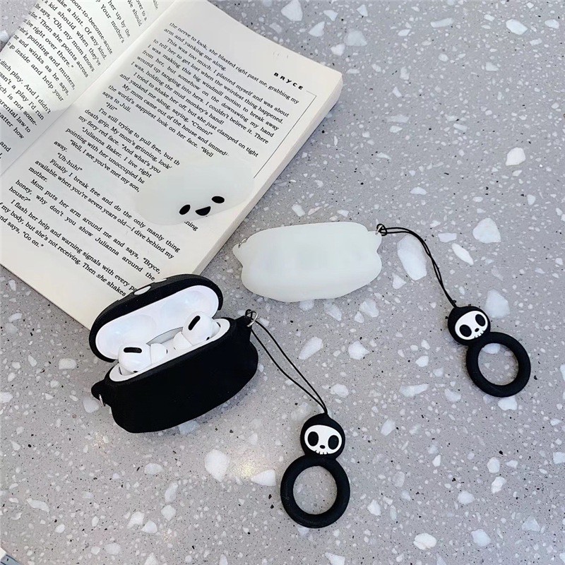 ☘️Tặng kèm móc tay☘️ Case bao airpod silicon 1 2 3 Pro Con Ma - Vỏ bọc đựng tai nghe không dây i11 i12...Airpods Ghost