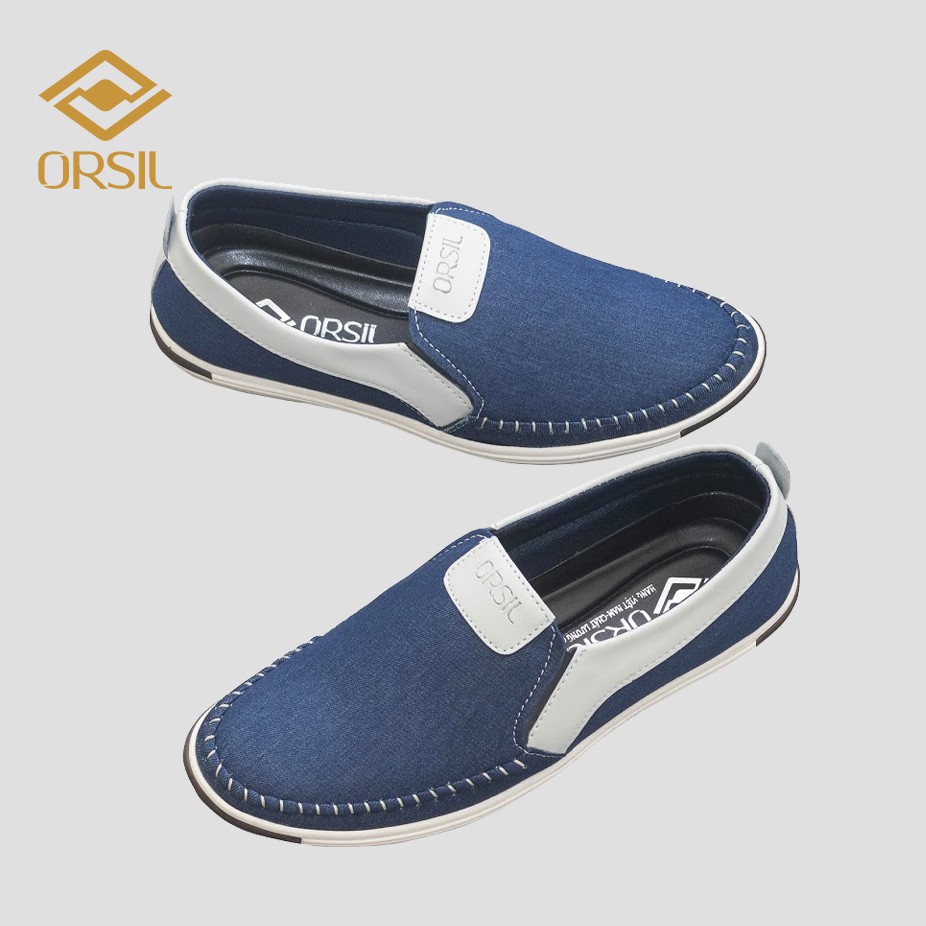 Giày lười nam vải jean ORSIL màu xanh năng động - MD1