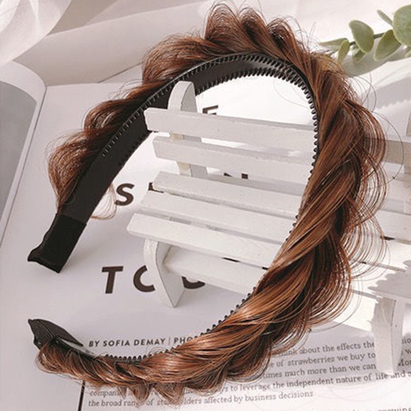 Băng đô tóc giả bện xoắn thời trang Hàn Quốc cho bé gái chống trượt