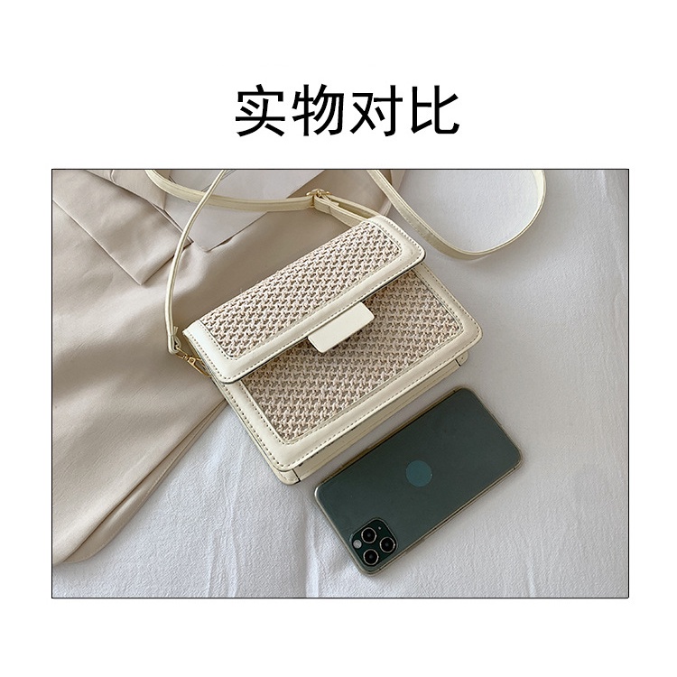 Túi Đeo JASMIN NOIR Vai Nắp Gập Đan Rơm Cho Nữ