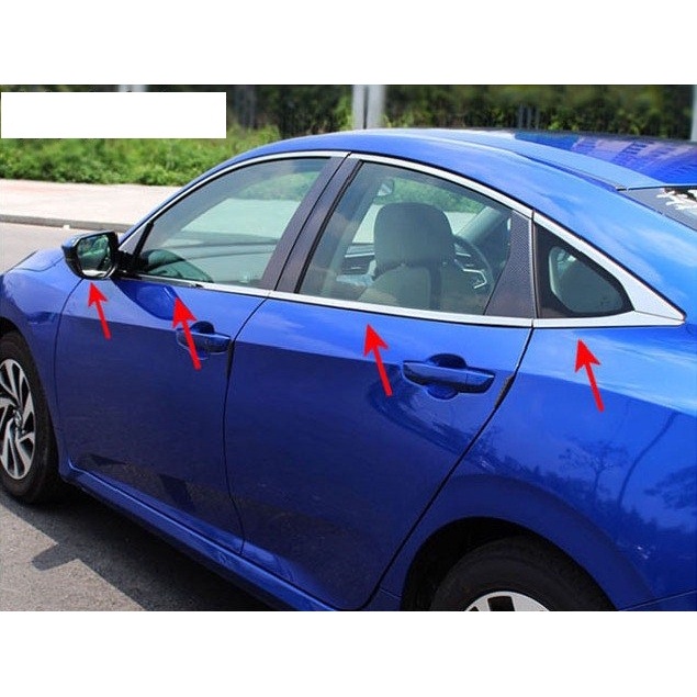Nẹp chân kính cong kính Honda Civic 2017 - 2021 inox cao cấp .