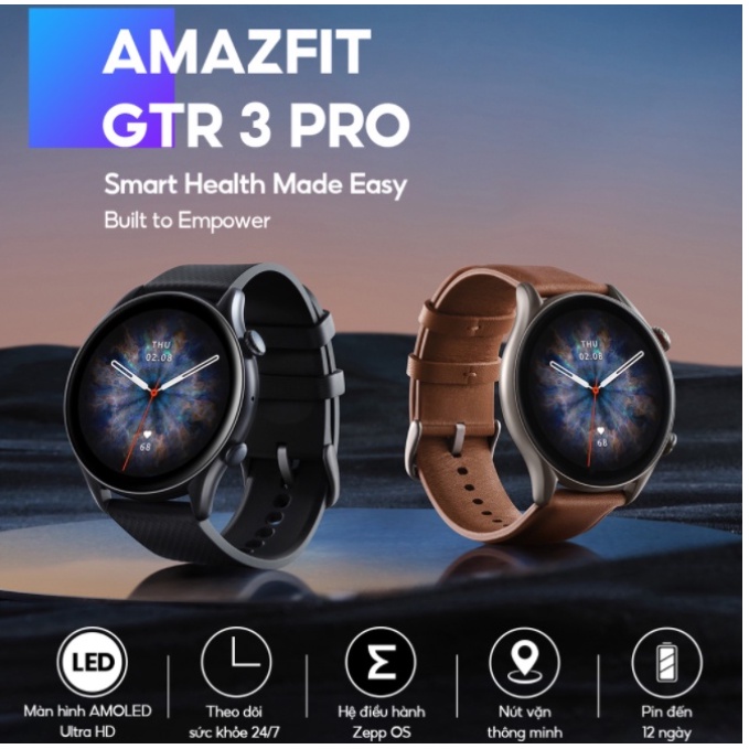 Đồng hồ thông minh Amazfit GTR 3 PRO nghe gọi được - Pin 12 ngày - Tiếng Việt | Chính hãng - BH 12 tháng