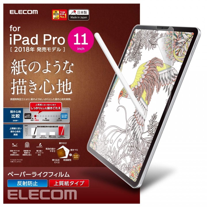 Miếng dán màn hình ELECOM Paper-like tablet iPad 11, Pro 9,7" 10,5" 12.9" . Viết, Vẽ như giấy thật. Made in Japan