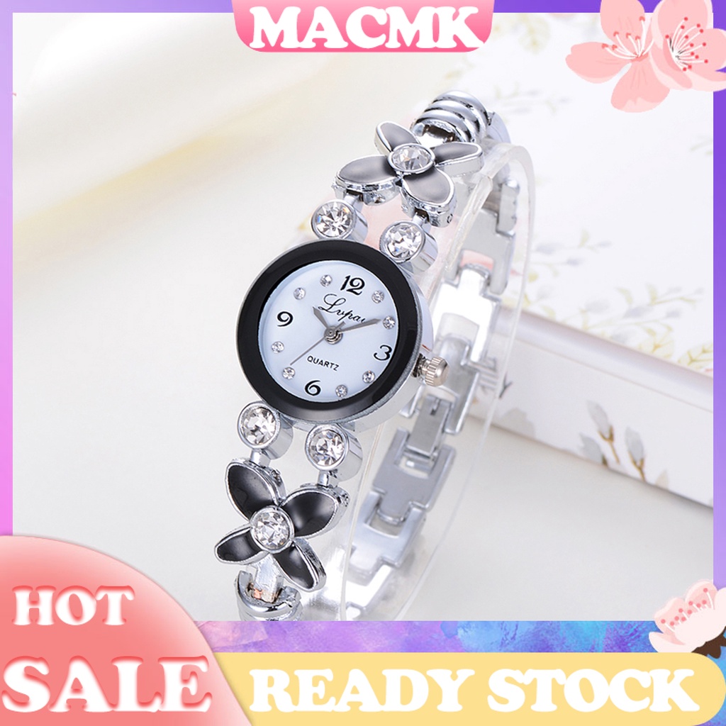 MACmk Wrist Watch Elegant Brilliant Decorative Rhinestone Digital Wristband for Daily Usage